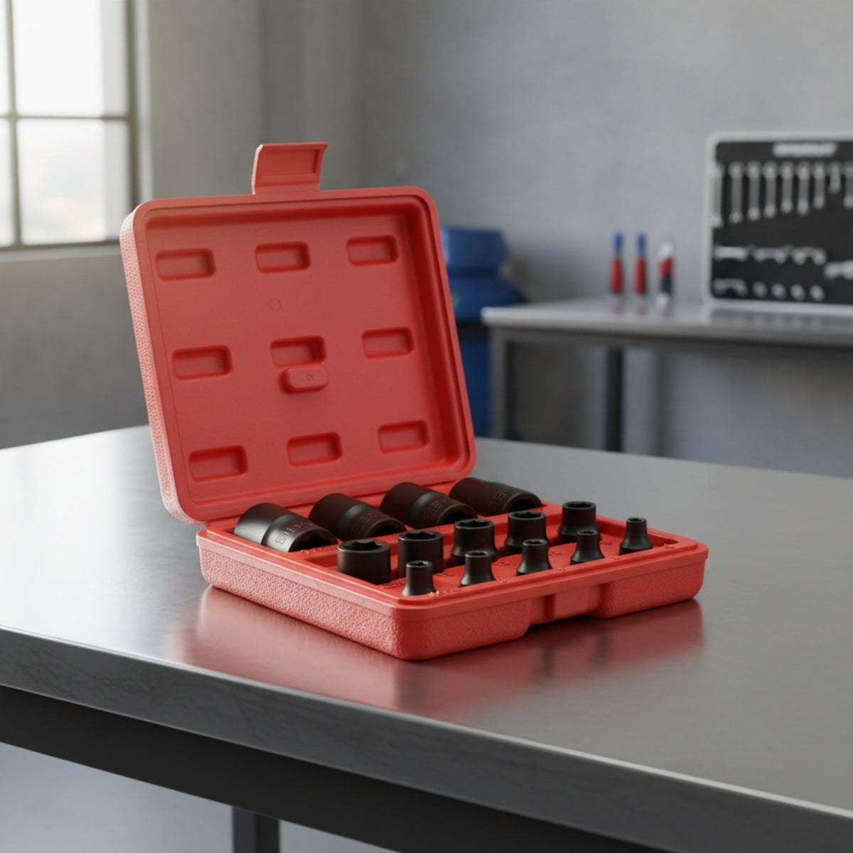 14 Pieces Six-Pointed Socket Set Easy to Legible Hexalobular Socket Set High Contrast Sockets for Mechanics, Handyman Hobbyists