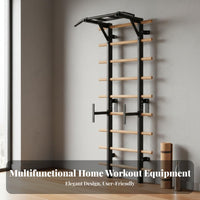 Wall Mounted European Ladder Multi-Functional Beech Wood Gym Ladder Structure Multifunctional European Ladder for Athletes, Families, Indoor