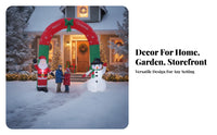 Santa Snowman Arch Red and Green Christmas Arch Inflatable Snowflake Pattern Bow Top