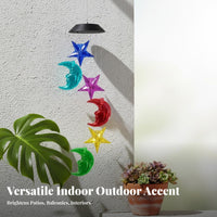 Solar Hummingbird Wind Chime LED Hummingbird Hanging Light Automatic activation/Off Color Changing Garden Mobile for Patio, Yard, Balcony