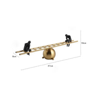 Balance Sculpture with Figurines Sophisticated Ladder Balance Statue Sleek Ladder Statue for TV Stand