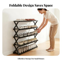 Space-Saving Foldable Shoe Rack Portable Multi-Tier Shoe Shelf Stable Structure Multi-Tier Bamboo Shelf Sturdy Construction for Apartment Dwellers, Homeowners, Entryway, Dorm Room, Small Areas, Hallway