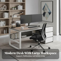 Modern Learning Desk Stable Structure Rectangular Office Desk Sturdy and Hard-Wearing Home Office Workstation for Students, Gaming Aficionados
