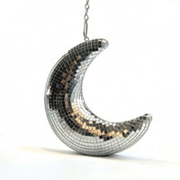 Mirrored Mirror Mosaic Moon Sparkle Disco Ball Moon Sparkling Hanging Decoration Shimmering for Party