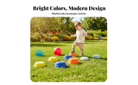 Indoor & Outdoor Use Balance Stepping Stones Textured Surface Kids Balance Stepping Stones Builds Coordination Active Play Equipment Varied Heights for Preschoolers, Toddlers, Children 3+, Backyard, Playroom, Kindergarten