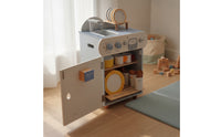Wooden Play Kitchen with Dish Rack Compact Pretend Play Sink with Cabinet Freestanding Childrens Toy Sink for Kids, Daycare