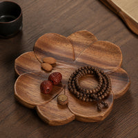 Walnut Wood Creative Fruit Tray with Lotus Design