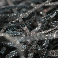 50g Glitter Black Shredded Paper, Sparkly Hamper Filling, Crinkle Cut Raffia Ribbon Grass for Easter Baskets, Gift Box Packaging, Wedding Favours & DIY Crafts
