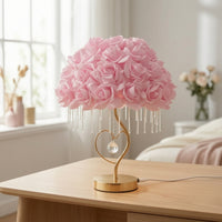 Rose Lamp Romantic Floral Table Lamp Decorative Pink for Girls, Bedroom, Nightstand