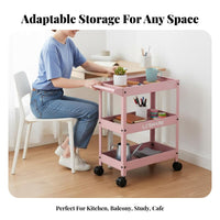 With casters 3-Tier Rolling Organizer Easy to Move 3-Tier Rolling Shelf Multi-Purpose Storage Trolley Space-Saving for Apartment Dwellers, Office Workers, Under Desk, Small Spaces, Living Room, Bedroom