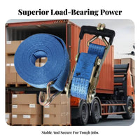 Long-Lasting Double Hook Ratchet Strap Wear Resistant Ratchet Tie-down Strap Easy to Use for Truck Drivers, Movers, Moving, Towing
