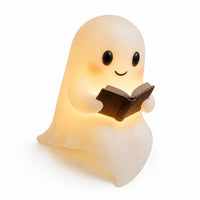 Warm Glow Ghost Night Light with Book Whimsical Halloween Night Light Glowing Ornament Seasonal for Children