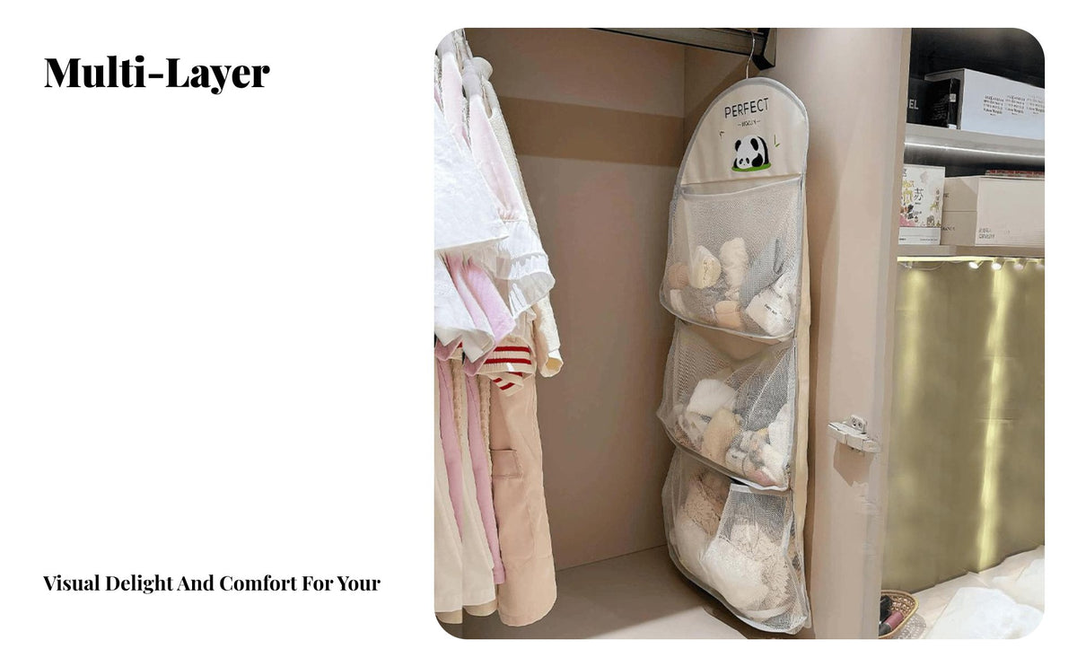 Underwear Sock Organizer Space Saving Underwear Sock Storage Bag Breathable Mesh Hanging Storage Bag for Students, Women, Dorm Room, Bedroom, Washroom