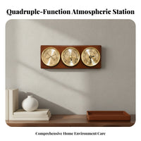 Needle Display Thermometer Hygrometer Air Pressure Gauge Gold Dial Analog Weather Station Temperature Humidity Pressure Indoor Analog Weather Gauge Compact