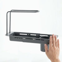 Telescopic Drain Basket Kitchen Sink Drainer, Rectangular Stainless Steel Over The Sink Rack, Modern Minimalist Style Kitchen Organiser Tool