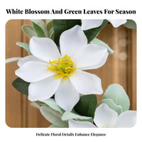 Artificial Magnolia Wreath Sturdy & Reusable Door Wreath Easy Care Farmhouse Wall Decor for Event Planners, Gift Donors, Entryway, Living Room
