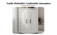Freestanding Corner Cabinet Space Saving Freestanding Corner Hutch Multi-Tier Design Indoor Storage for Renters, Families, Living Room, Bedroom, Study
