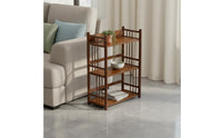 Large Capacity Multi-Tier Bamboo Bookshelf Simple Design Freestanding Bamboo Bookcase Multipurpose Freestanding Storage Shelf Easy Assembly for Living Room, Bedroom, Home Office