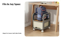Space-Saving Mobile School Bag Rack 360° Swivel Casters Student Backpack Organizer Large Capacity Under Desk Storage Trolley Easy to Assemble for Students, Kids, Study Room, Classroom, Bedroom