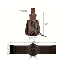Corset Belt with Pockets Retro-Fantasy Waist Belt Adjustable with Bag for Cosplayers, Entertainers, Themed Parties