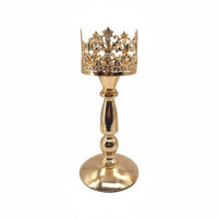 Stable Base Crown Shaped Candle Holder Metal Pedestal Candlestick Vintage Design Candle Stand for Wedding, Party, Photoshoot Prop