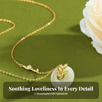 Jade Look Necklace Wheat Ear Peace Buckle Meaningful Charm for Birthdays