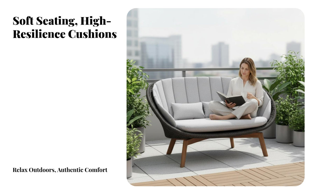 4-Piece Woven Seating collection Nordic Design 4-Piece Woven Rope Lounge Set weather-resistant Garden Furniture for Families, homeowners, Patio, Balcony, Deck