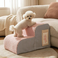 Pet Ramp Stairs Plaid Dog Steps with Soft Cover Non-Slip Curved Pet Steps for Small Dogs, Young Dogs, Couch, Bedroom, Living Room