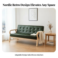 Retro Aesthetic Tufted Bentwood Couch Compact Design Button-Tufted 2-Seater High-Density Foam Cushion Sofa Curved Wooden Armrests for Cafe Owners, Apartment Dwellers, Small Areas, Office, Reception Area, Bedroom
