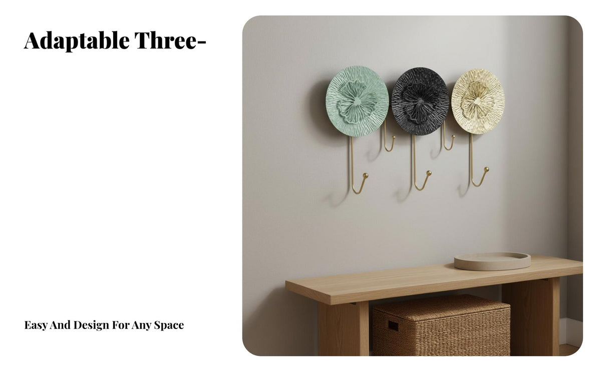 Nordic Design 3-Hook Decorative Rack Light Luxury Design Coat Hanger Multi-Color Wall Decoration Easy Installation for Interior Decorators, Homeowners, Families, Entryway, Hallway, Living Room, Bathroom