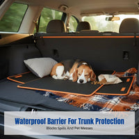 SUV Car Trunk Pet Mat, Waterproof, Abrasion-Resistant, Universal Dog Seat Cover, Foldable, Black with Orange Edge