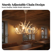 Branch Chandelier Vintage Design Rustic Deer Branch Chandelier Adjustable Chain Deer Branch Light Fixture for Restaurant Owners, Dining Room, Cafe