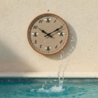 Anti-Fog Bee Garden Wall Timepiece Moisture-Proof Outdoor Wall Timepiece Quartz Movement Home Decor Large Face for Poolside, Bathroom
