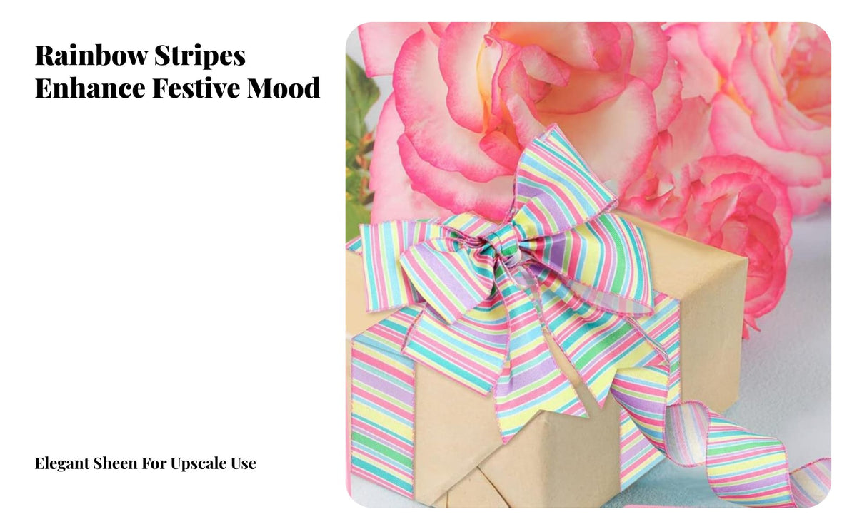 Pastel Easter Ribbon Easy to Shape Pastel Wired Ribbon Sturdy for DIY Enthusiasts, Home Decor Enthusiasts, Holiday Decoration, Crafts, Gift Wrapping