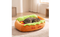 Soft Hot Dog Pet Bed Bolster Hot Dog Bed Soft Washer and Dryer Friendly for Young Dogs