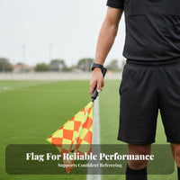2 Pieces Referee Flag Set High Visibility Colors Linesman Flag Comfortable Sponge Grip Football Referee Equipment Set for Referees, Sports Training