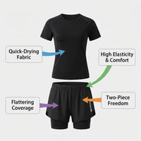 Swimsuits for Women Two-Piece Modest Swimwear, Quick Dry Polyester Bikini Set, Versatile Swimming Costume for Water Sports & Exercise