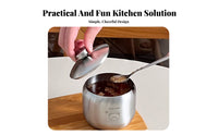 Lidded Spoon Condiment Pot Multi-Functional Stainless Steel Seasoning Jar Food-Grade Round Condiment Pot for Chefs, Kitchen, Dining Table, Buffet Line