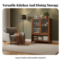 Space Saving Living Room Sideboard Cabinet Adjustable Shelves Dining Room Sideboard Elegant Design Kitchen Pantry Cabinet Heavy Duty for Homeowners, Families, Homemakers, Hallway