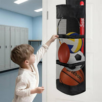 Zippered over-Door Storage Bag Oxford Material over Door Sports Gear Bag Black Hanging Sports Equipment Organizer Metal Eyelets