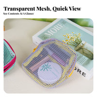 Lightweight Mini Mesh Cosmetic Pouch Multipurpose Portable Makeup Bag Easy to Clean for Travelers, Students, Daily Use, Bathroom, Handbag