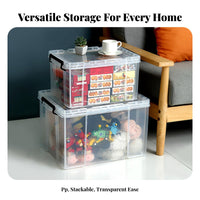 Clear Plastic Storage Box See-Through Sturdy Plastic Storage Bin Stackable Organizer Box Rounded Corners for Bedroom, Playroom