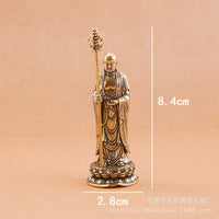 Miniature Pure Brass Ksitigarbha Bodhisattva Statue