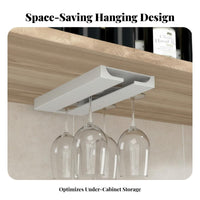 Hanging Beverage Glass Holder Easy to Clean Under Cabinet Beverage Glass Rack Hanging Stemware Holder Sturdy Hook-on Stemware