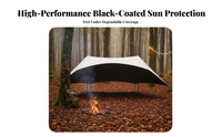 Black Vinyl Coating Waterproof Shelter Sheet Quick Setup Star-Shaped Tarp Portable Outdoor Equipment for Campers, Families, Hikers, Camping, Picnics, Picnic, Hiking