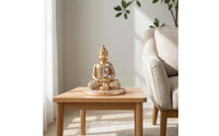 Meditative Buddha Statue with Gems Resin Buddha Figurine Compact Tabletop Statue Indoor for Entryway
