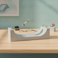 Tabletop Fingerboard Ramp with Handrails Miniature Fingerboard Obstacle Realistic Finger Skateboard Ramp Portable for Fingerboarders