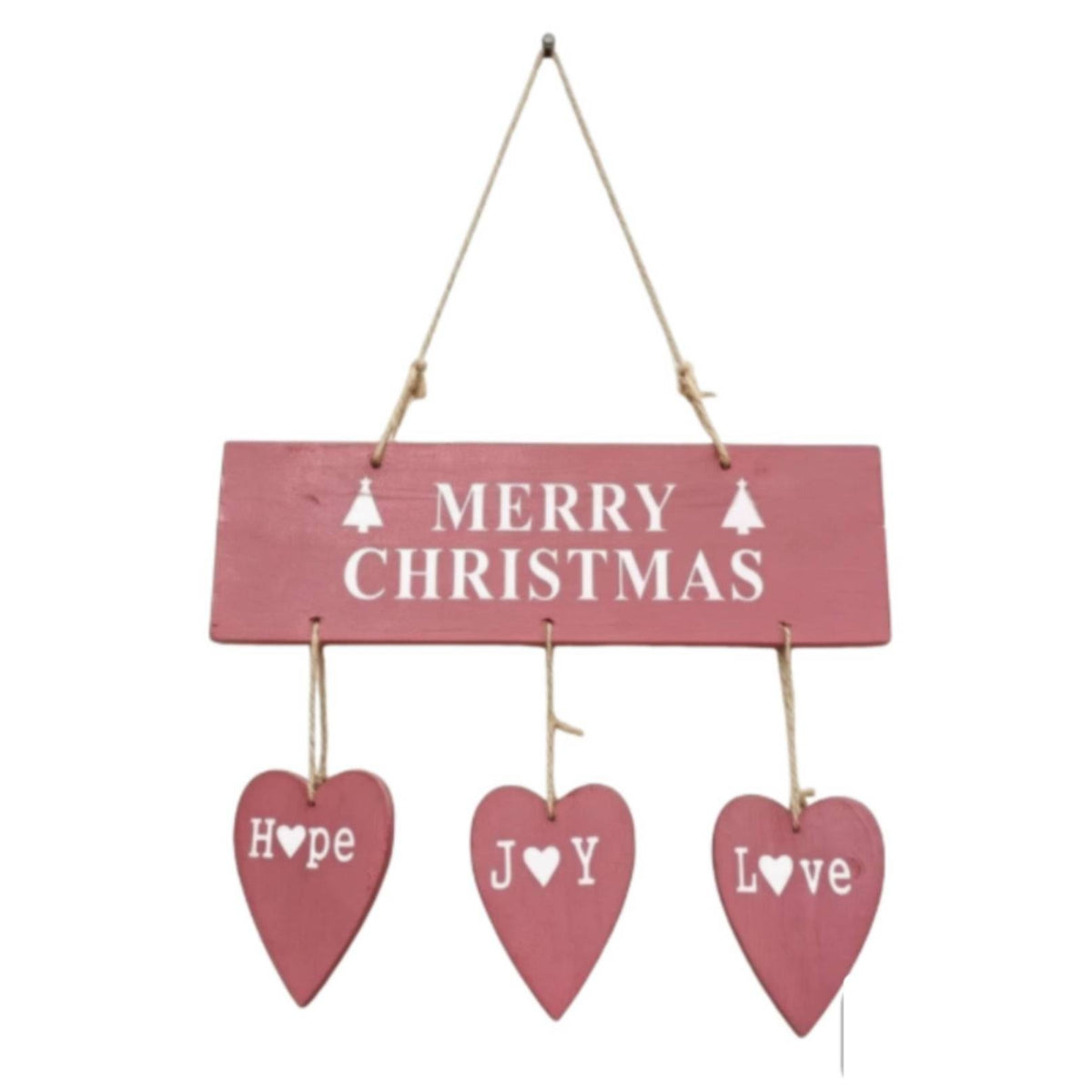 Easy to Hang Christmas Wall Sign Romantic Hanging Plaque with Hearts Warm Wooden Heart Sign Rustic for Homeowners