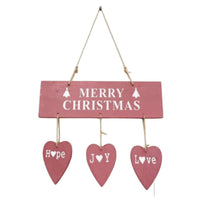 Easy to Hang Christmas Wall Sign Romantic Hanging Plaque with Hearts Warm Wooden Heart Sign Rustic for Homeowners