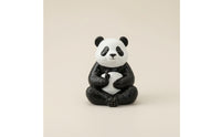 Resin Pandas Figurine Compact Desk Ornament Hand-Painted for Meditation Corner